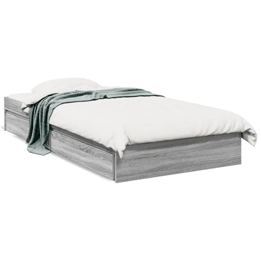 Bettgestell mit Schubladen Grau Sonoma 75x190 cm Holzwerkstoff