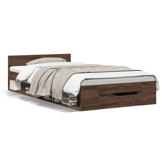 Bettgestell mit Schublade Braun Eiche 90x190 cm Holzwerkstoff