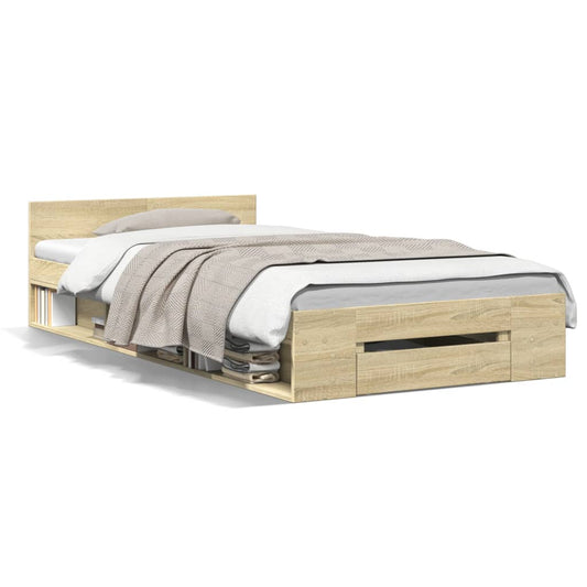 Bettgestell mit Schublade Sonoma-Eiche 100x200 cm Holzwerkstoff