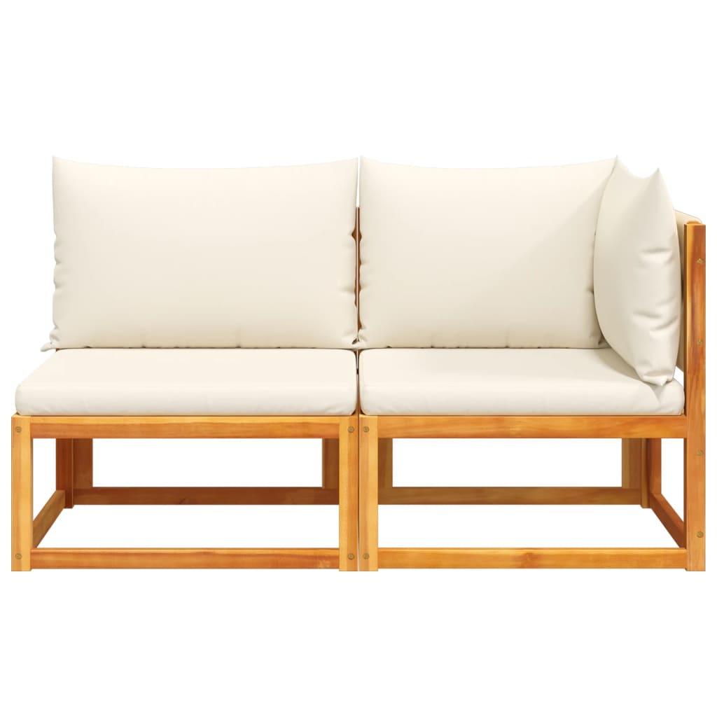 Gartensofa mit Kissen 2-Sitzer Holz Akazie & Seil