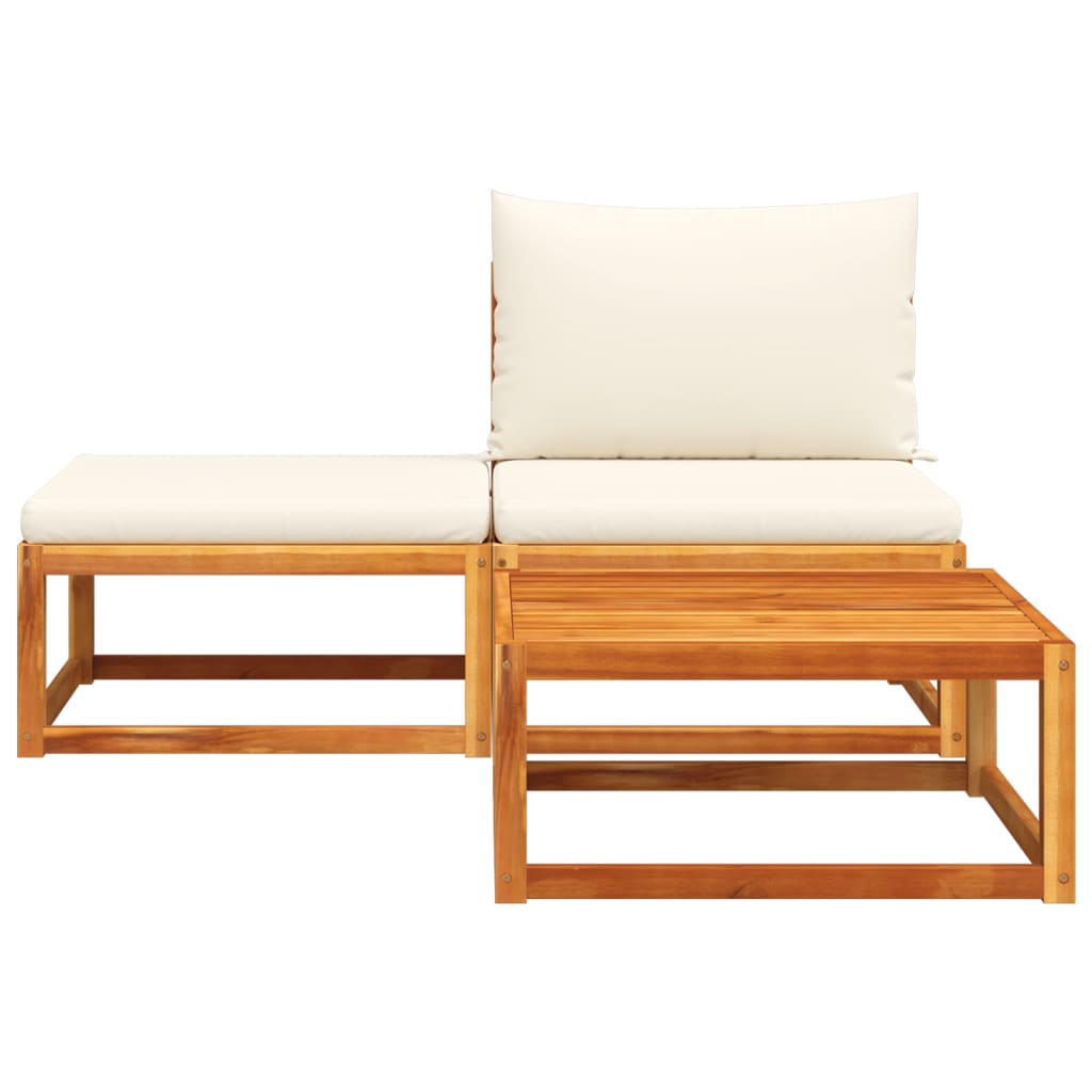 3-tlg. Gartensofa-Set mit Kissen Holz Akazie & Rattan