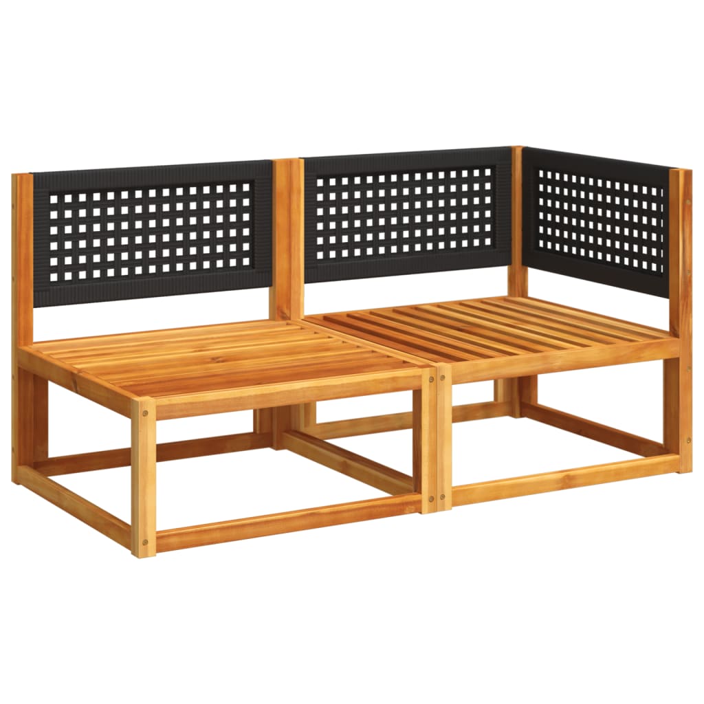 Gartensofa mit Kissen 2-Sitzer Holz Akazie & Rattan