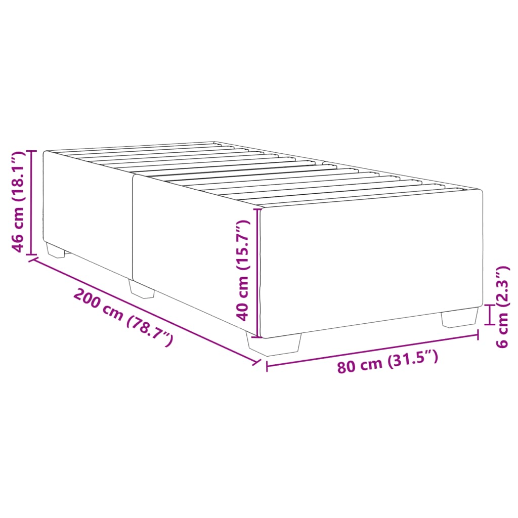 Bettgestell ohne Matratze Schwarz 80x200 cm Stoff
