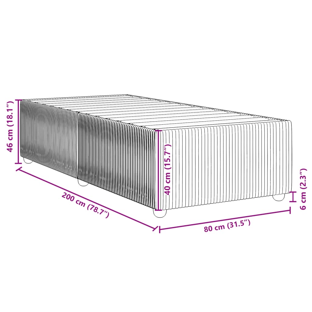 Bettgestell ohne Matratze Schwarz 80x200 cm Stoff