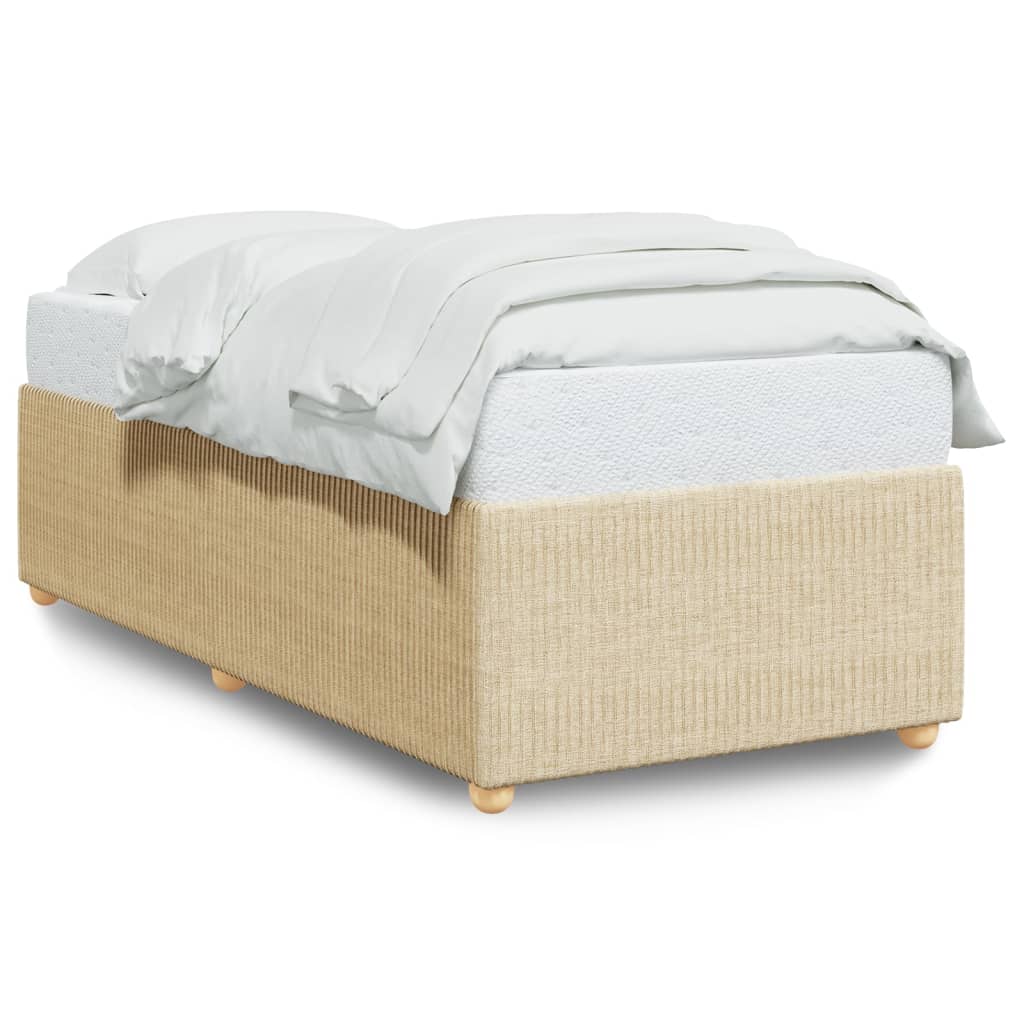Bettgestell ohne Matratze Creme 90x200 cm Stoff