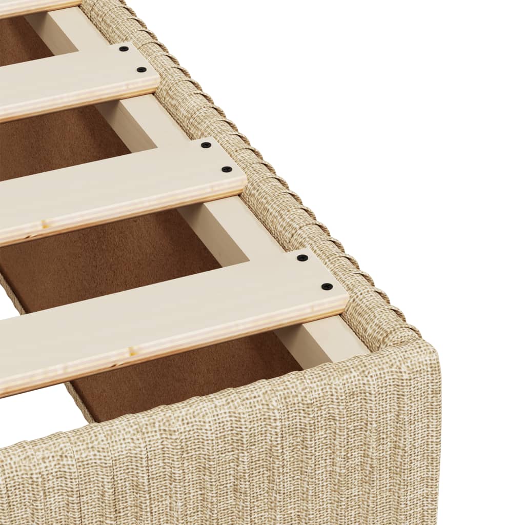Bettgestell ohne Matratze Creme 90x200 cm Stoff