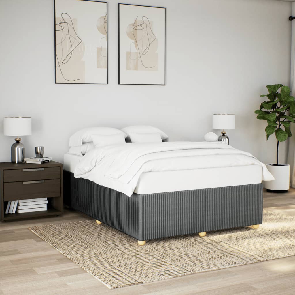 Bettgestell ohne Matratze Dunkelgrau 140x190 cm Stoff
