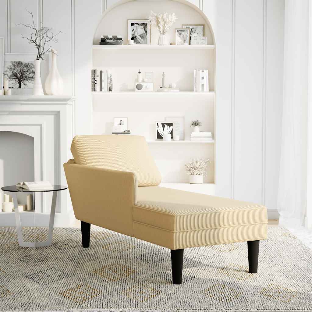 Chaiselongue mit Kissen Graugrün Cordstoff