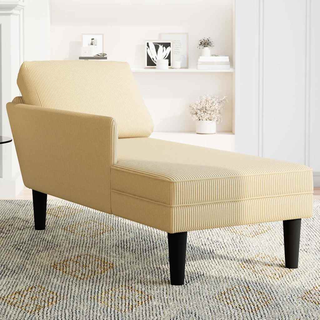 Chaiselongue mit Kissen Graugrün Cordstoff