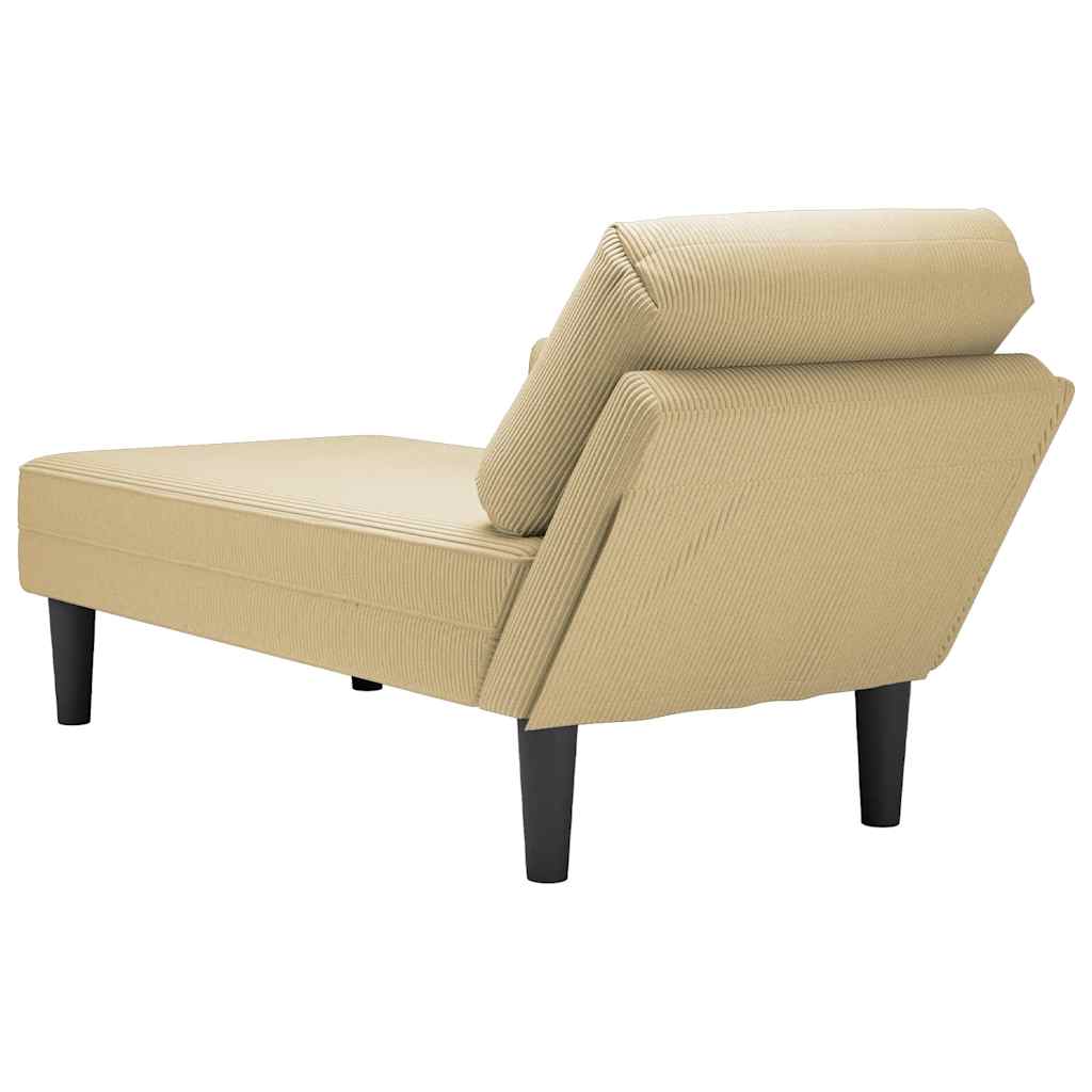 Chaiselongue mit Kissen Graugrün Cordstoff