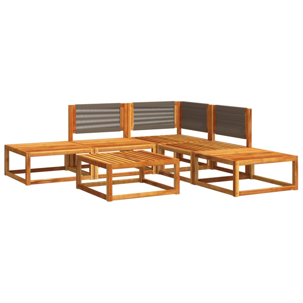 6-tlg. Gartensofa-Set mit Kissen Holz Akazie & Seil