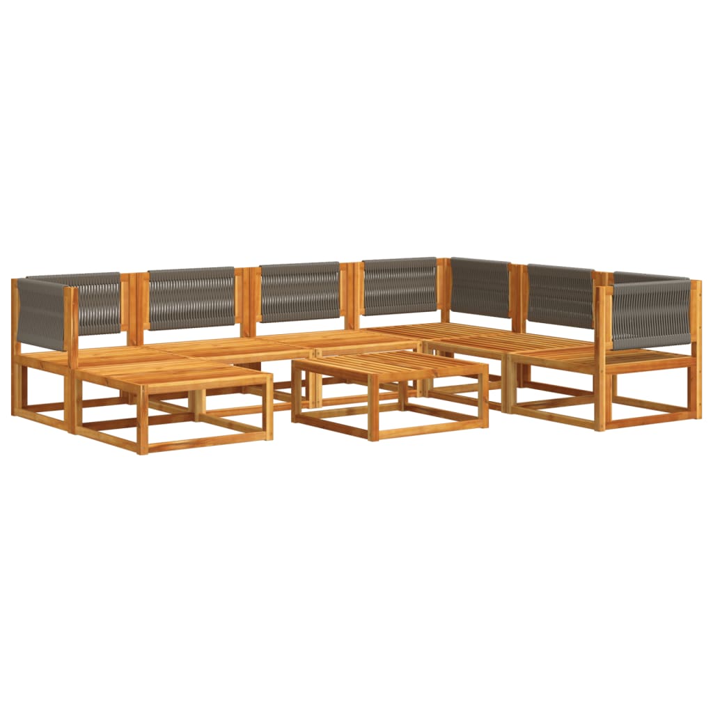 8-tlg. Gartensofa-Set mit Kissen Holz Akazie & Seil