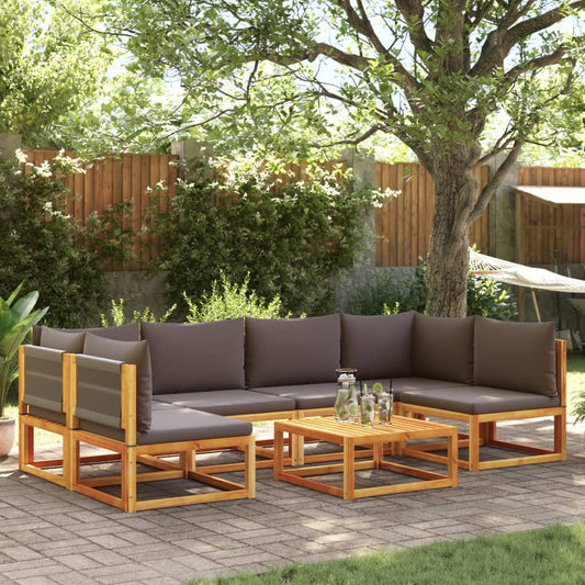 7-tlg. Gartensofa-Set mit Kissen Holz Akazie & Seil