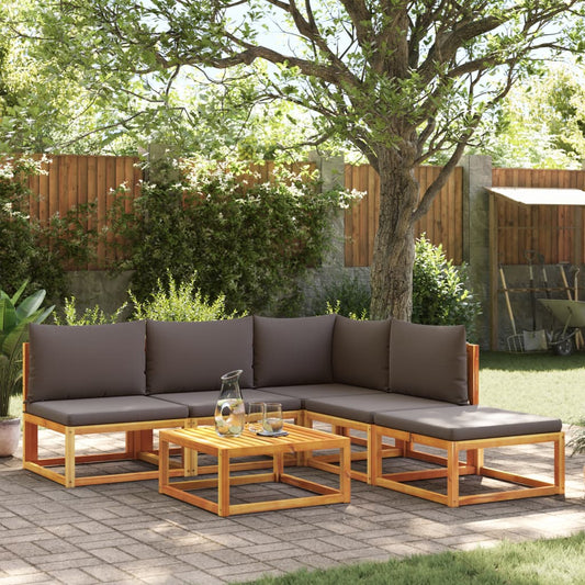 6-tlg. Gartensofa-Set mit Kissen Holz Akazie & Seil