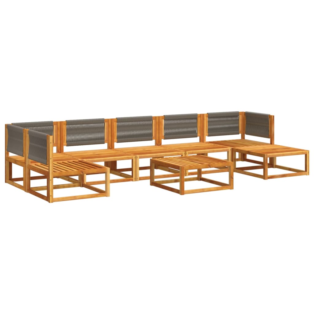 8-tlg. Gartensofa-Set mit Kissen Holz Akazie & Seil
