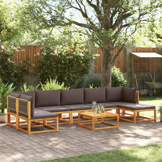 8-tlg. Gartensofa-Set mit Kissen Holz Akazie & Seil