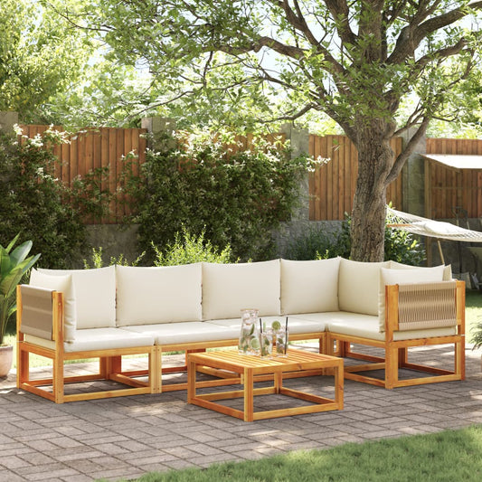 6-tlg. Gartensofa-Set mit Kissen Holz Akazie & Seil
