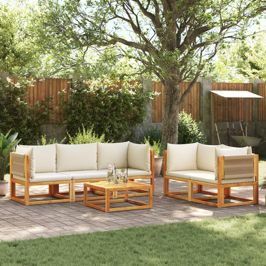 6-tlg. Gartensofa-Set mit Kissen Holz Akazie & Seil