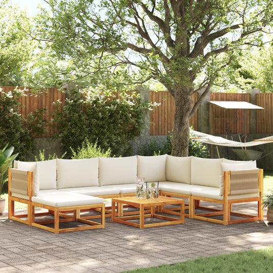 8-tlg. Gartensofa-Set mit Kissen Holz Akazie & Seil