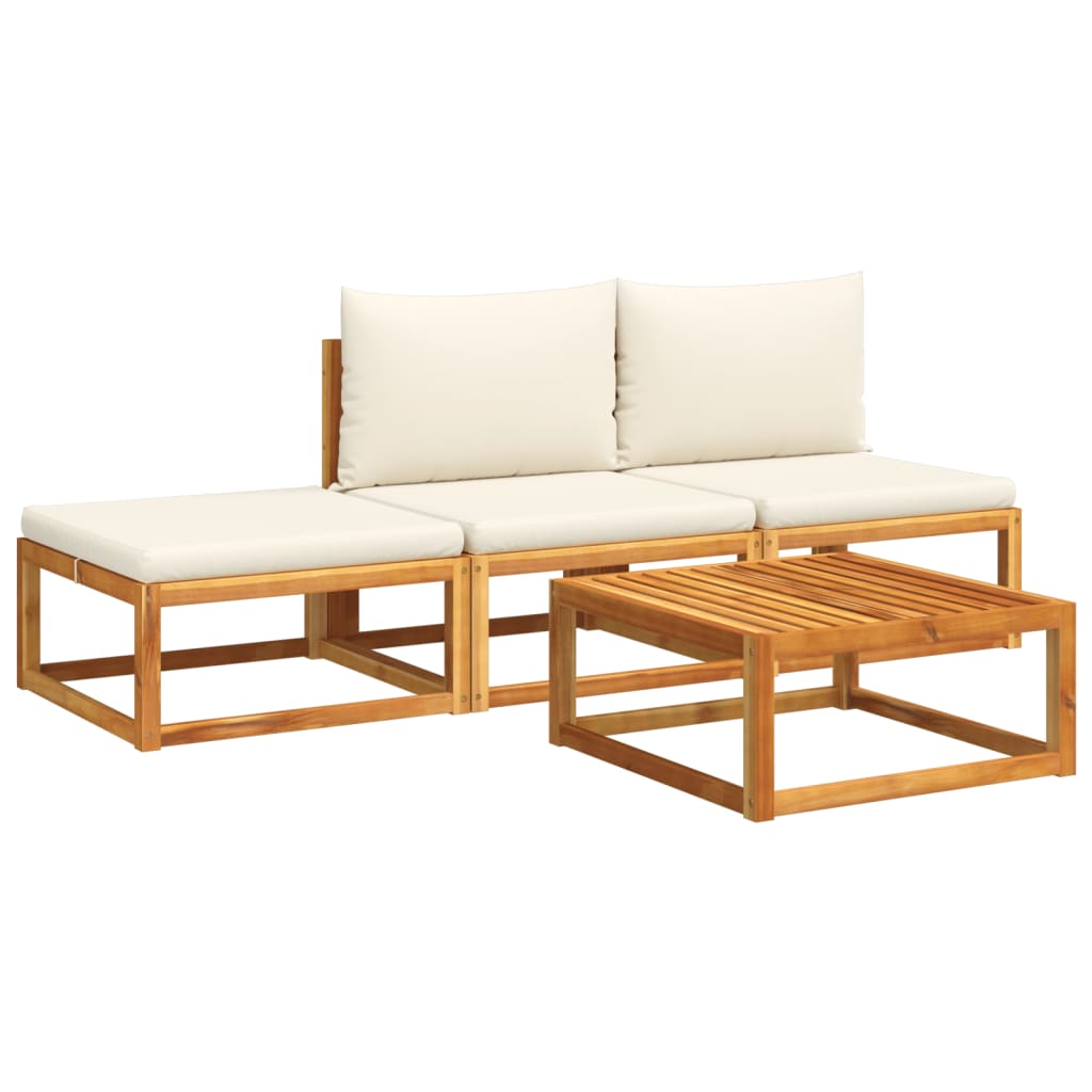 4-tlg. Gartensofa-Set mit Kissen Holz Akazie & Seil