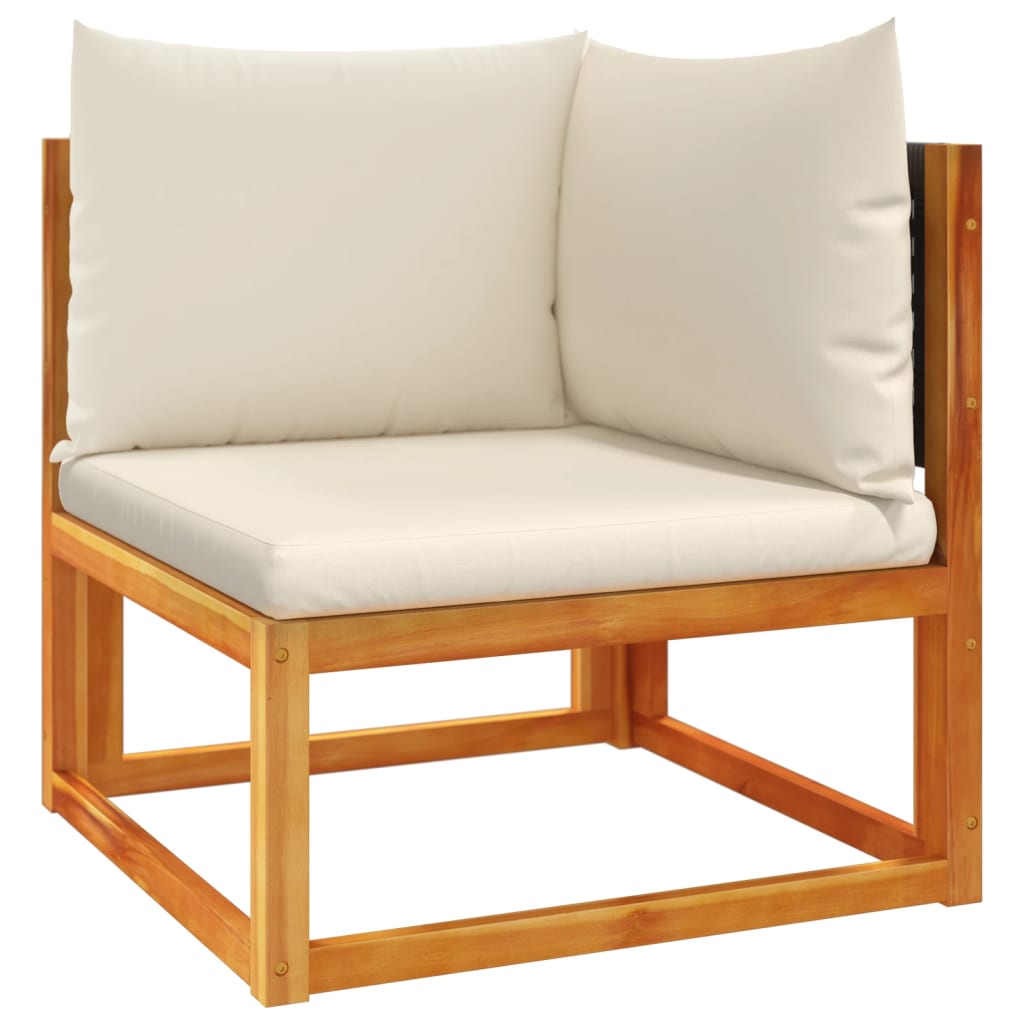 10-tlg. Gartensofa-Set mit Kissen Holz Akazie & Rattan