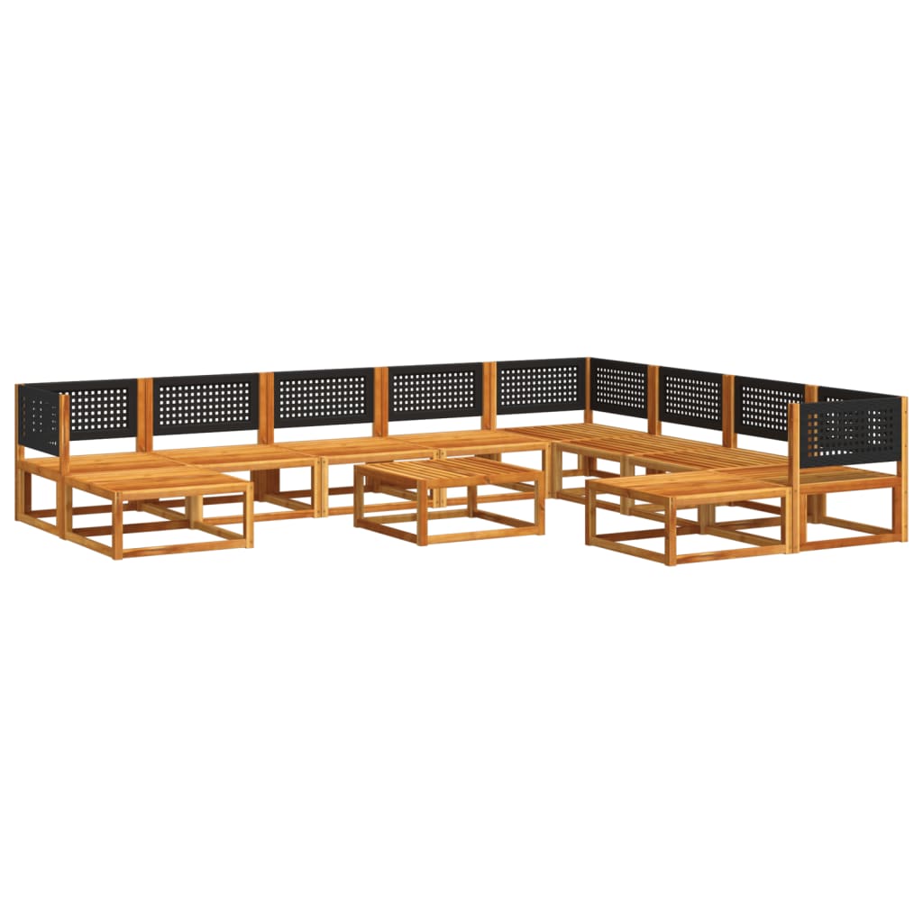 11-tlg. Gartensofa-Set mit Kissen Holz Akazie & Rattan