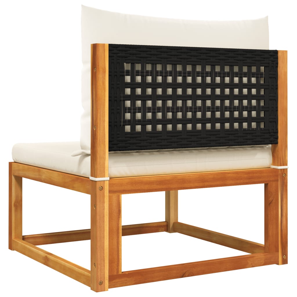 11-tlg. Gartensofa-Set mit Kissen Holz Akazie & Rattan