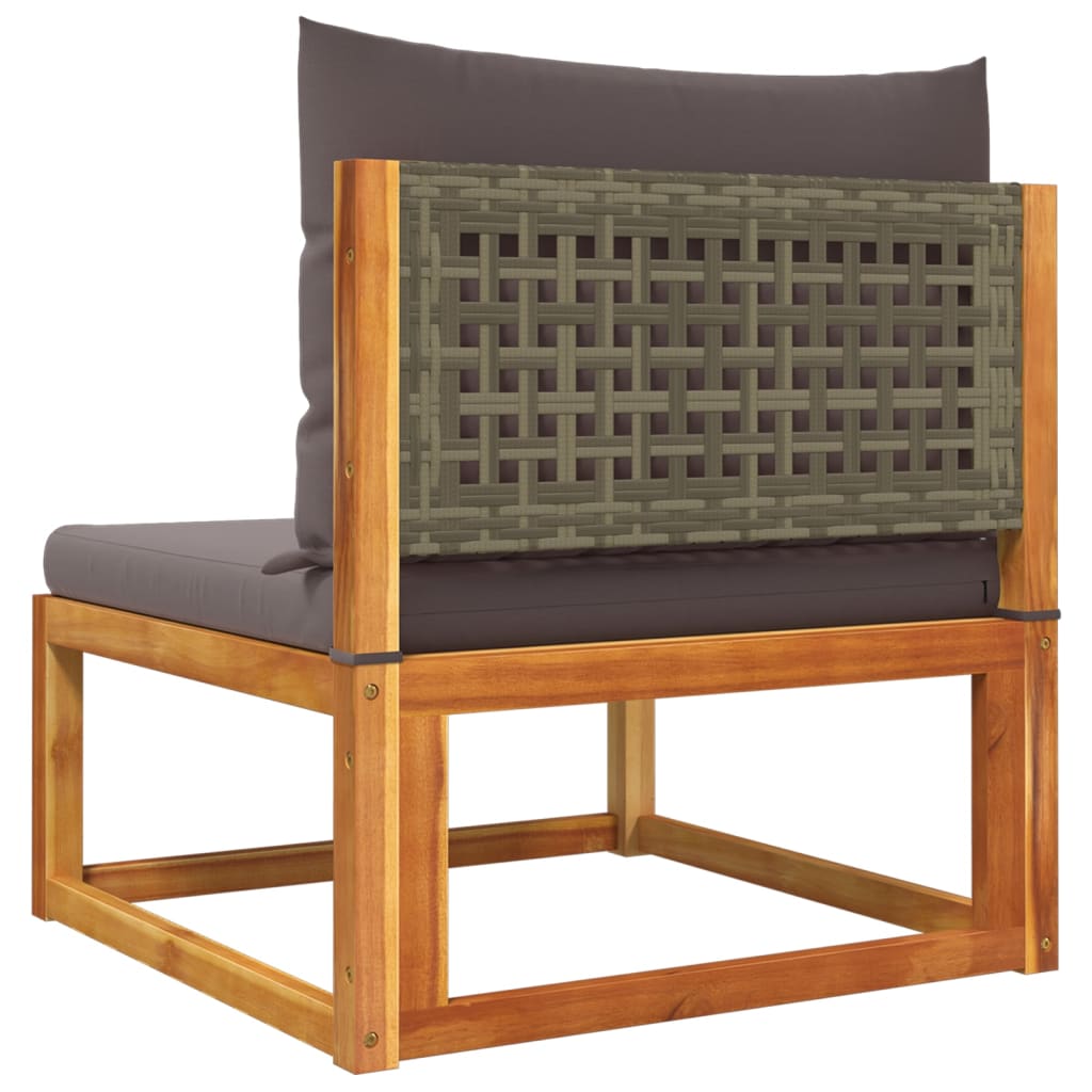 9-tlg. Gartensofa-Set mit Kissen Holz Akazie & Rattan