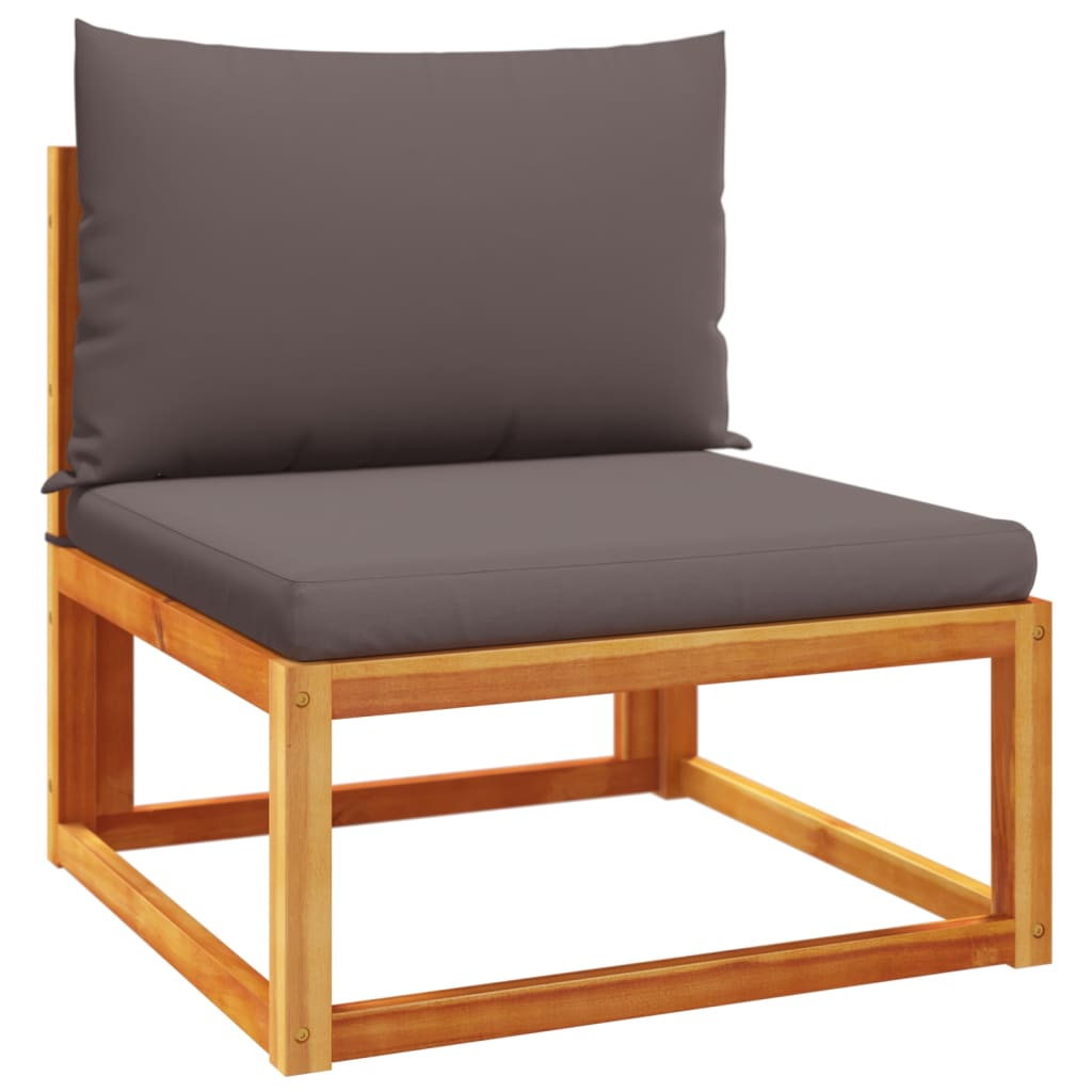 11-tlg. Gartensofa-Set mit Kissen Holz Akazie & Rattan