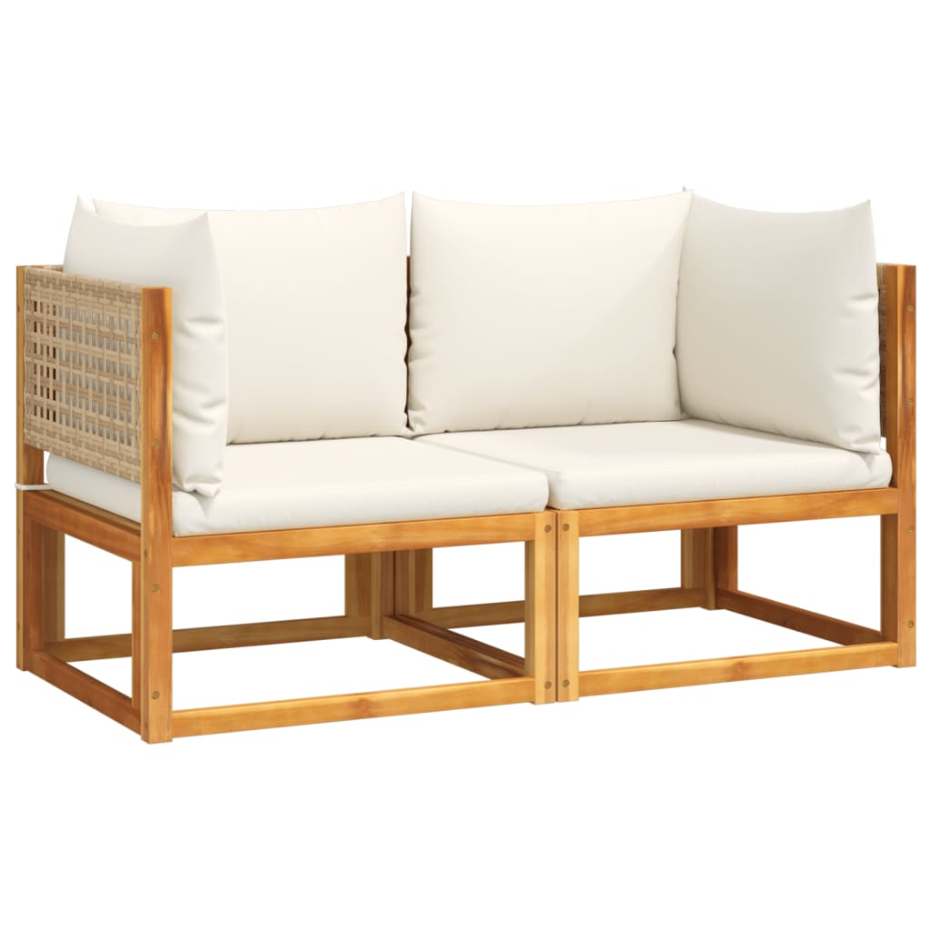 Gartensofas-Ecke mit Kissen 2 Stk. Holz Akazie & Rattan