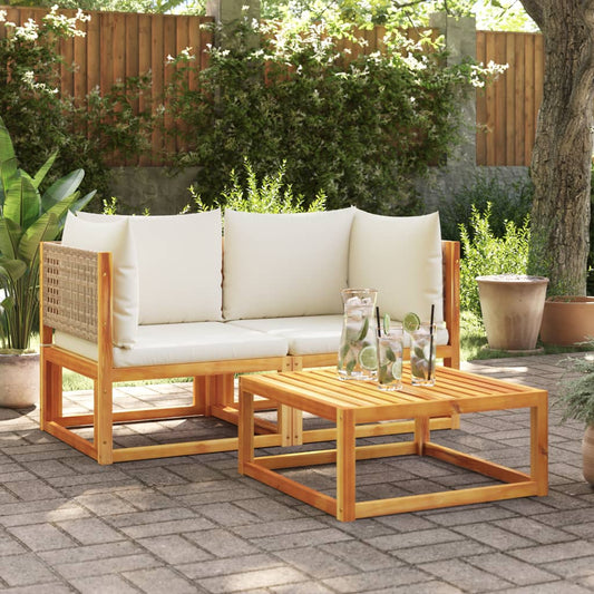 Gartensofas-Ecke mit Kissen 2 Stk. Holz Akazie & Rattan