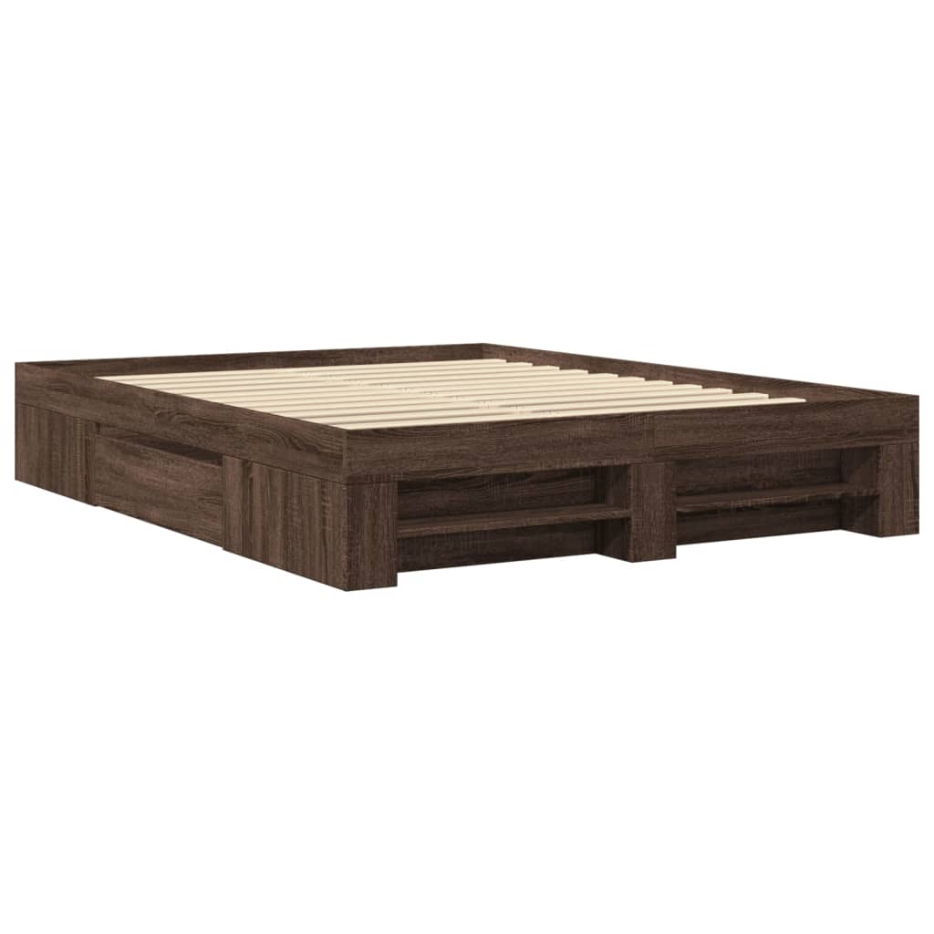 Bettgestell ohne Matratze Braun Eiche 150x200 cm Holzwerkstoff