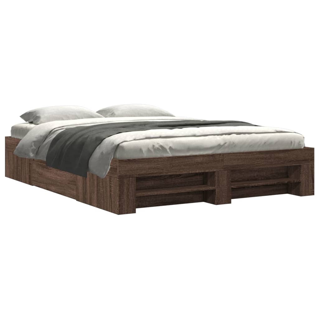 Bettgestell ohne Matratze Braun Eiche 150x200 cm Holzwerkstoff