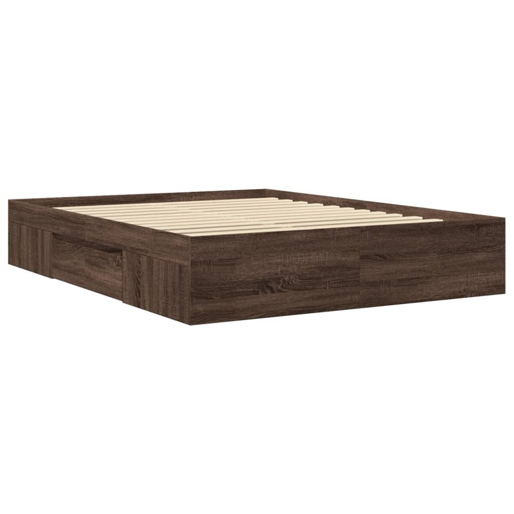 Bettgestell ohne Matratze Braun Eiche 150x200 cm Holzwerkstoff