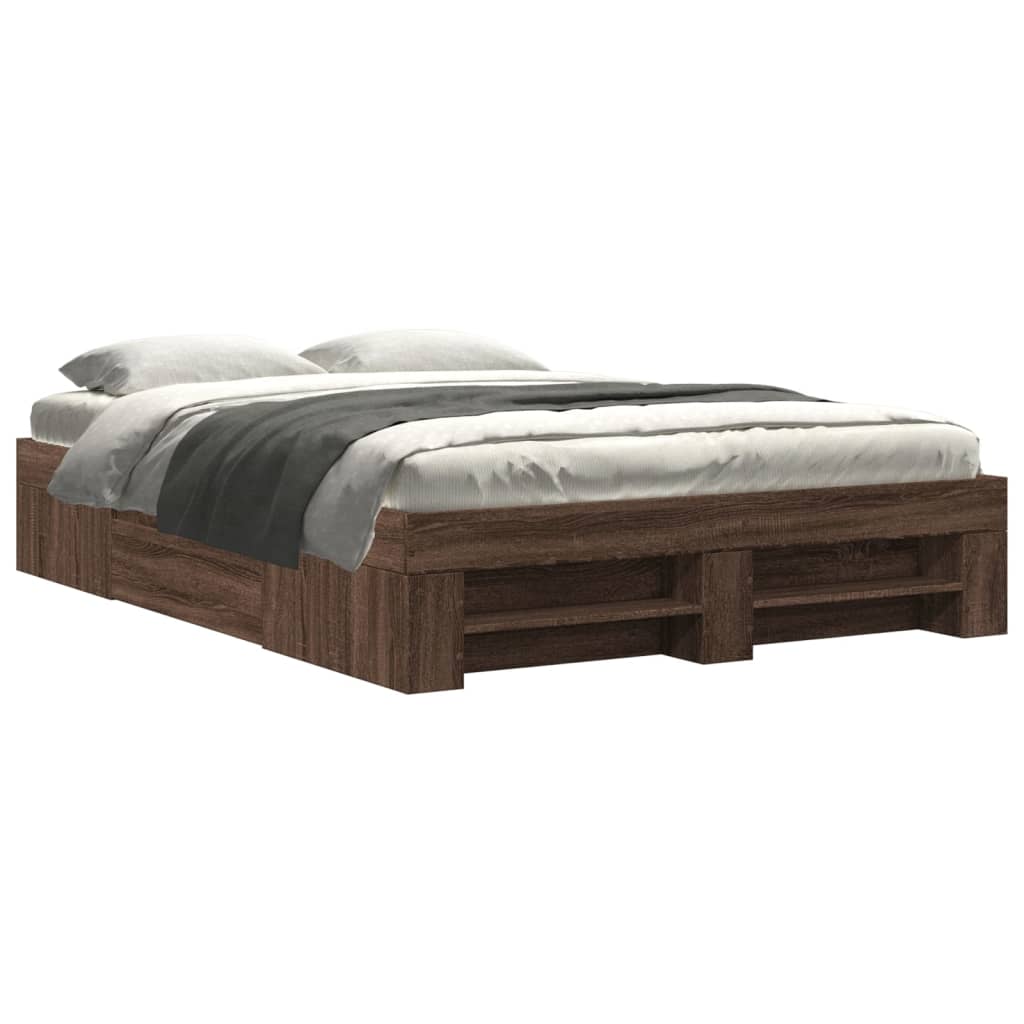 Bettgestell ohne Matratze Braun Eiche 140x190 cm Holzwerkstoff