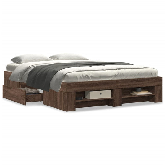 Bettgestell ohne Matratze Braun Eiche 140x190 cm Holzwerkstoff