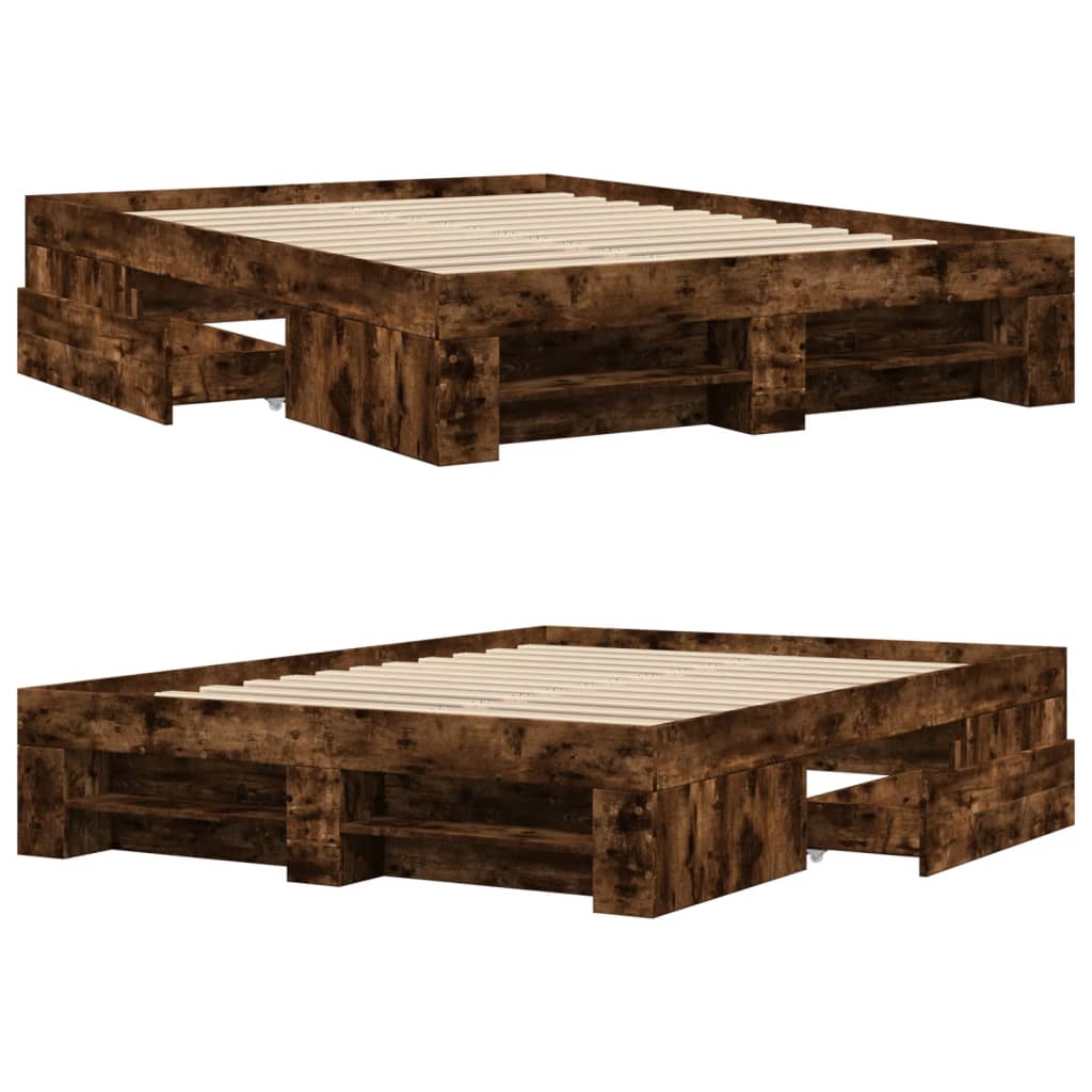 Bettgestell ohne Matratze Räuchereiche 120x190 cm Holzwerkstoff