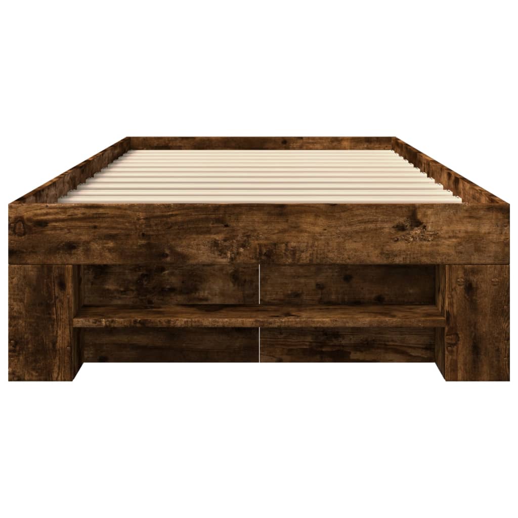 Bettgestell ohne Matratze Räuchereiche 90x190 cm Holzwerkstoff