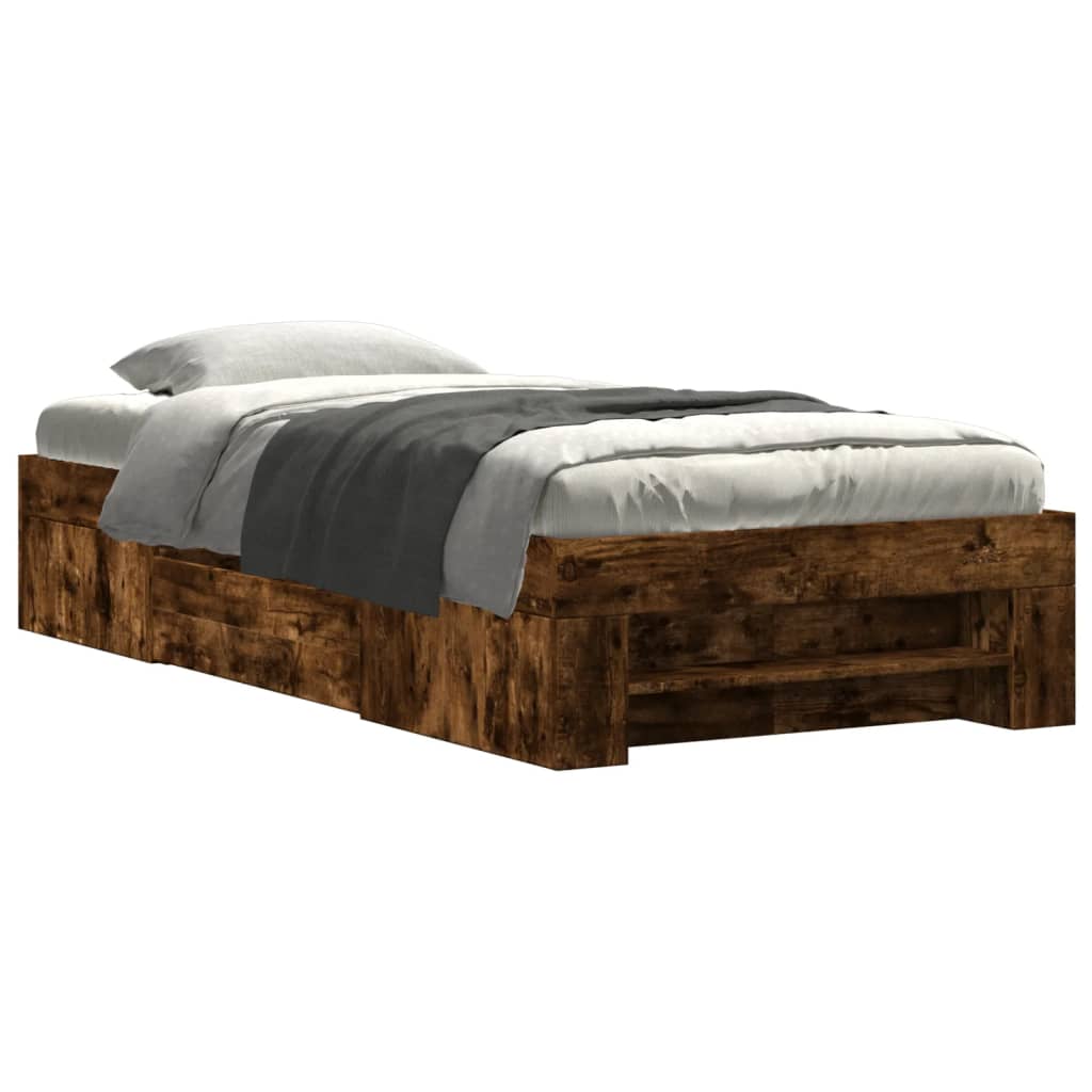 Bettgestell ohne Matratze Räuchereiche 75x190 cm Holzwerkstoff