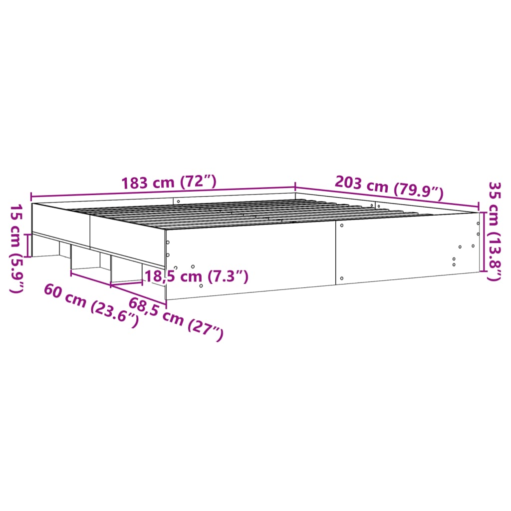 Bettgestell ohne Matratze Weiß 180x200 cm Holzwerkstoff