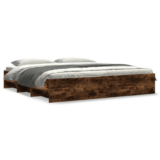 Bettgestell ohne Matratze Räuchereiche 180x200 cm Holzwerkstoff