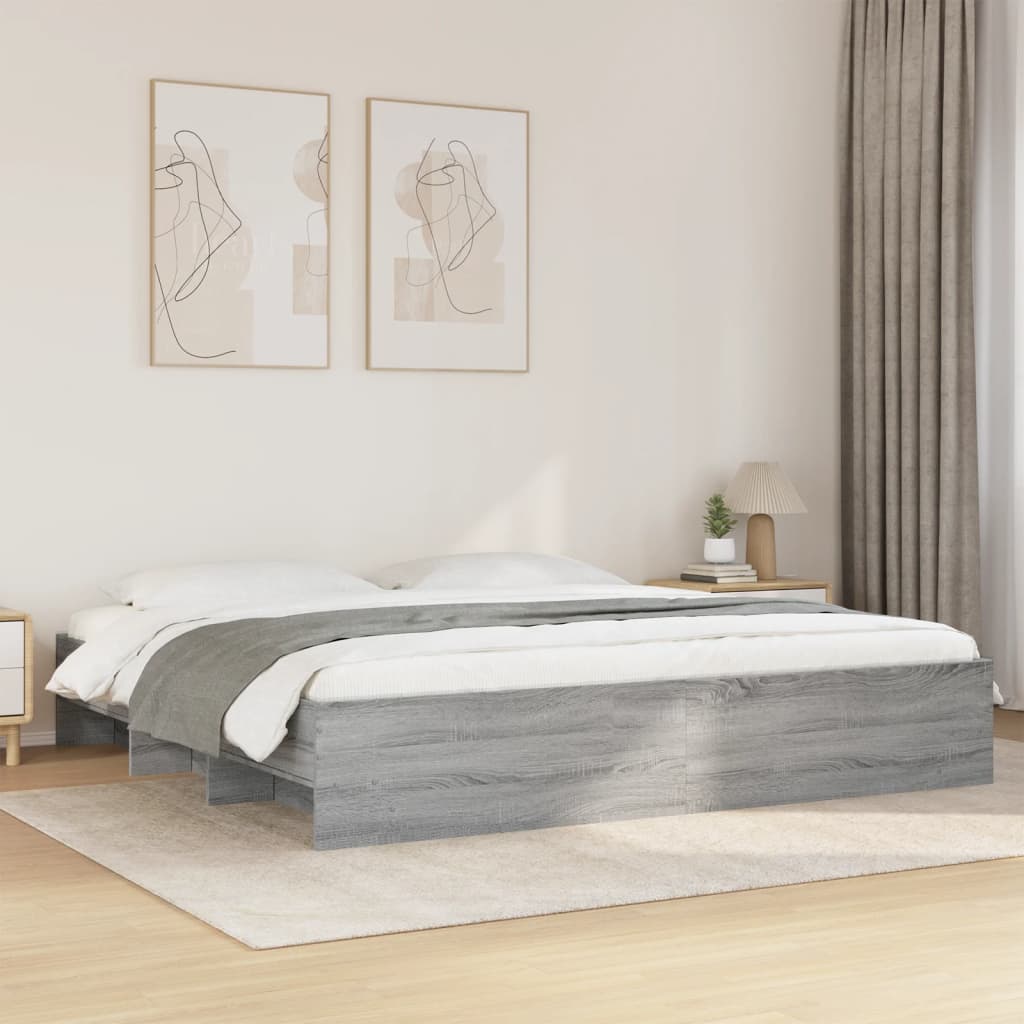 Bettgestell ohne Matratze Grau Sonoma 180x200 cm Holzwerkstoff
