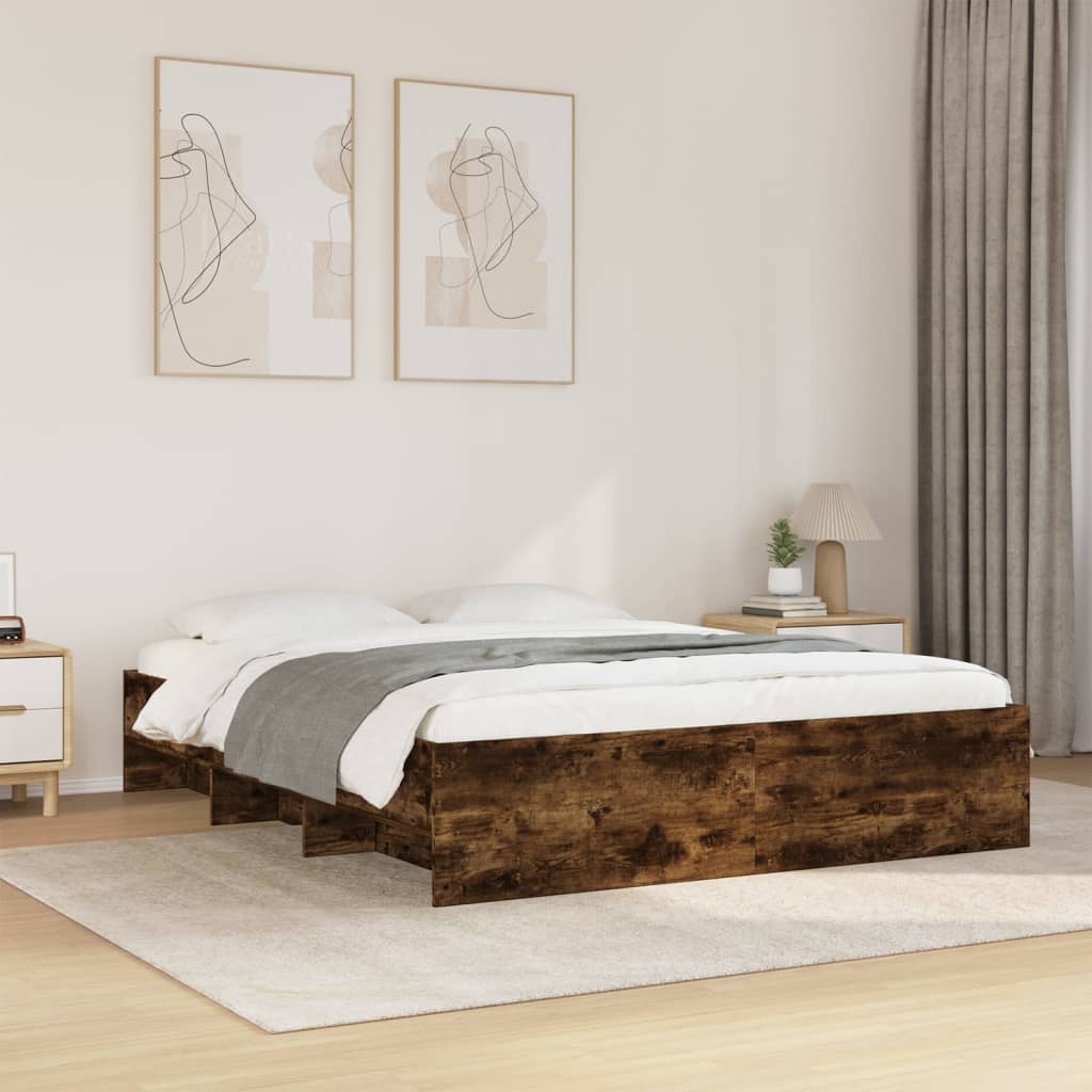 Bettgestell ohne Matratze Räuchereiche 160x200 cm Holzwerkstoff