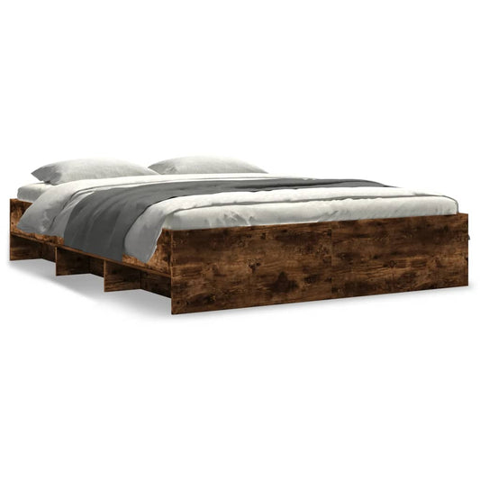 Bettgestell ohne Matratze Räuchereiche 150x200 cm Holzwerkstoff