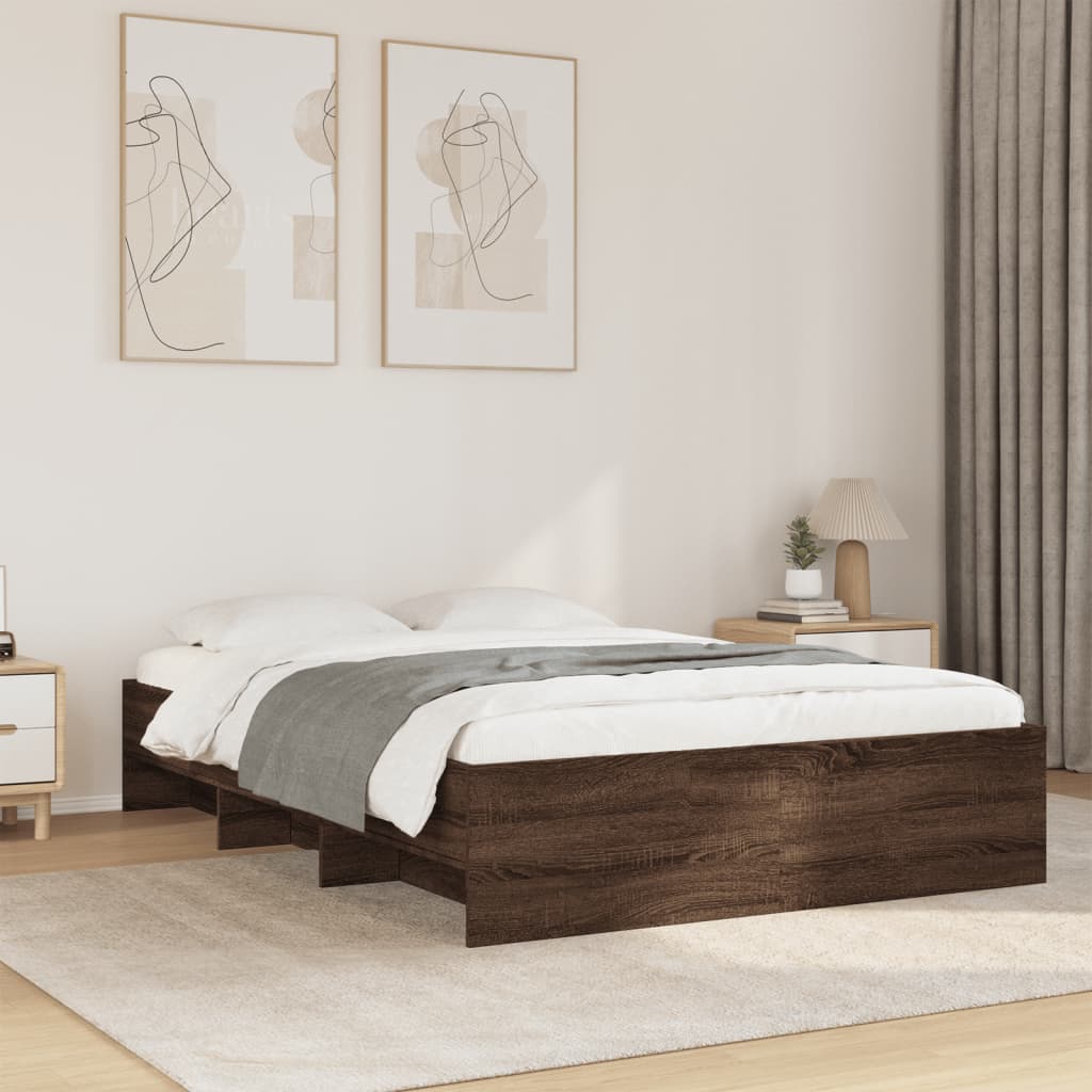 Bettgestell ohne Matratze Braun Eiche 120x200 cm Holzwerkstoff