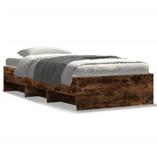 Bettgestell ohne Matratze Räuchereiche 90x190 cm Holzwerkstoff