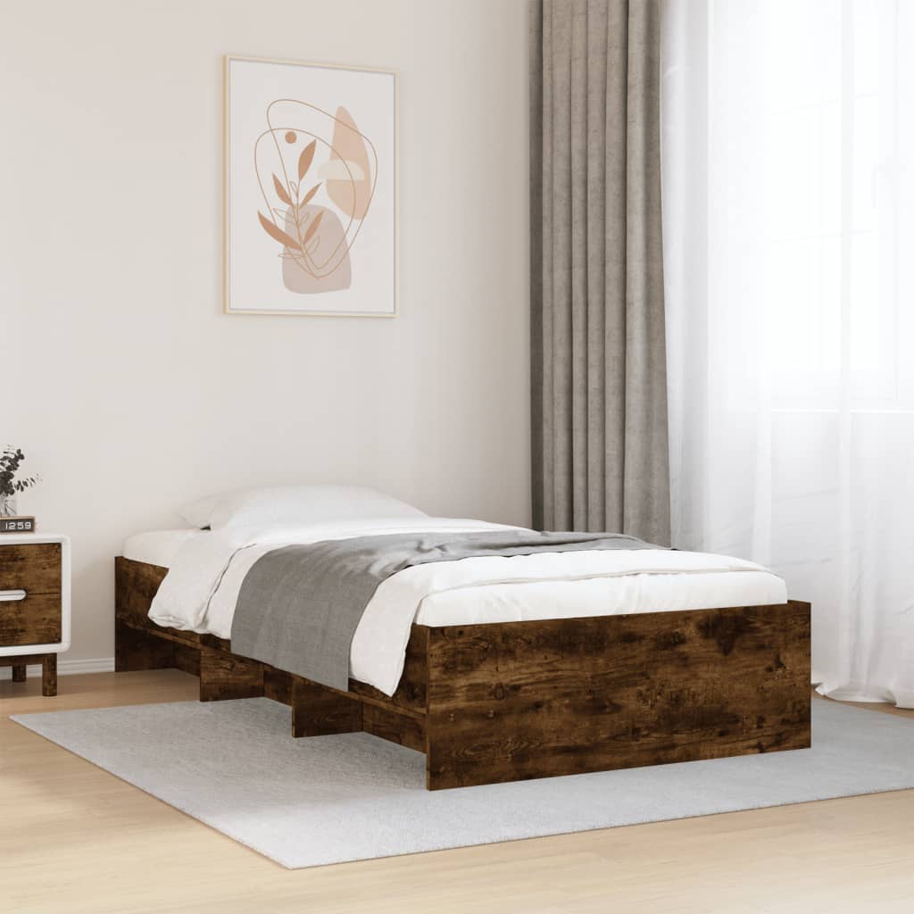 Bettgestell ohne Matratze Räuchereiche 75x190 cm Holzwerkstoff