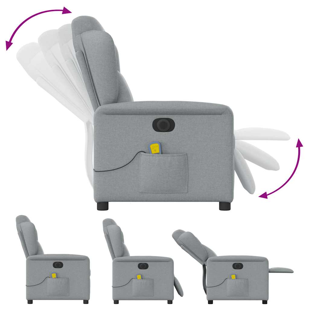 Massagesessel Elektrisch Hellgrau Stoff