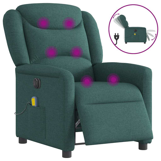 Massagesessel Elektrisch Dunkelgrün Stoff