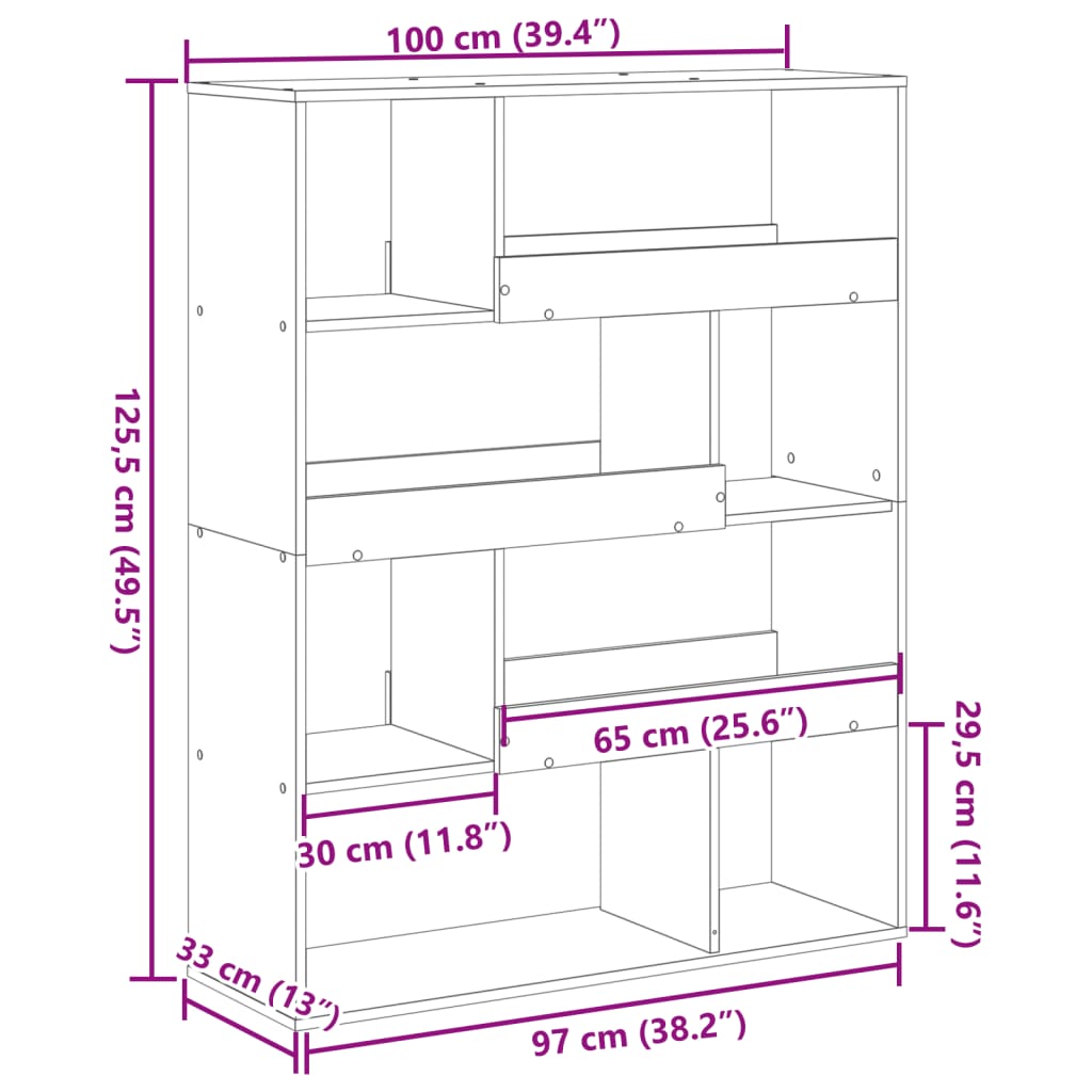 Bücherregal Räuchereiche 100x33x125,5 cm Holzwerkstoff
